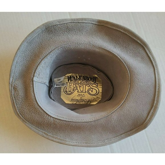 Walkabout Hats Gray Leather Outback Hat  -  Cowboy Hat Rodeo - Picture 7 of 8
